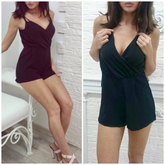 Black Summer Shorts Romper Jumper Beach Dress NWT - Picture 5 of 8